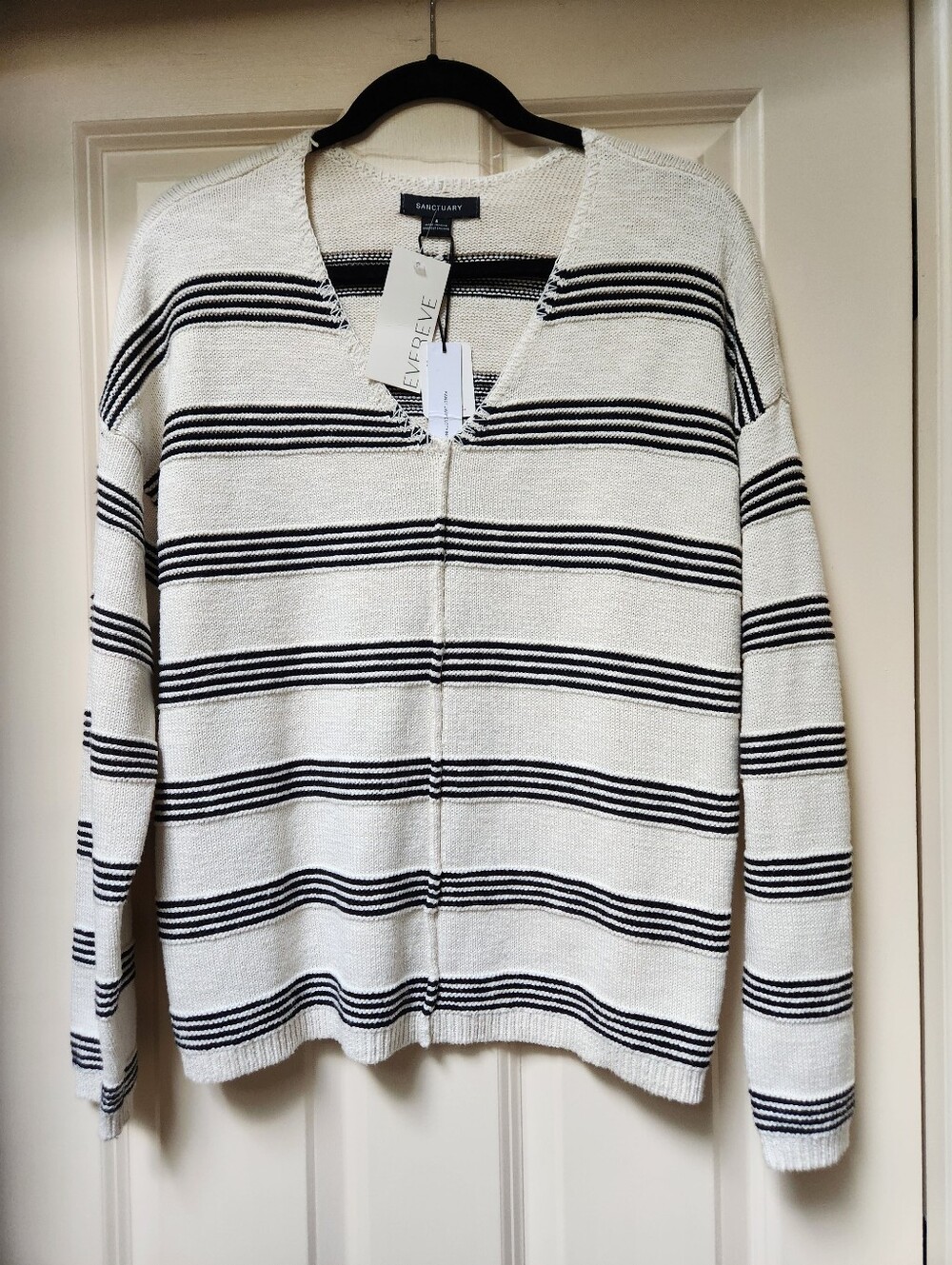 Sanctuary Cream and Black Striped V-Neck Pullover